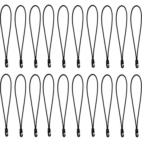20 tendeurs élastiques noirs de 15 cm avec crochets, pour bâche de piscine, filets et camping (1/5)