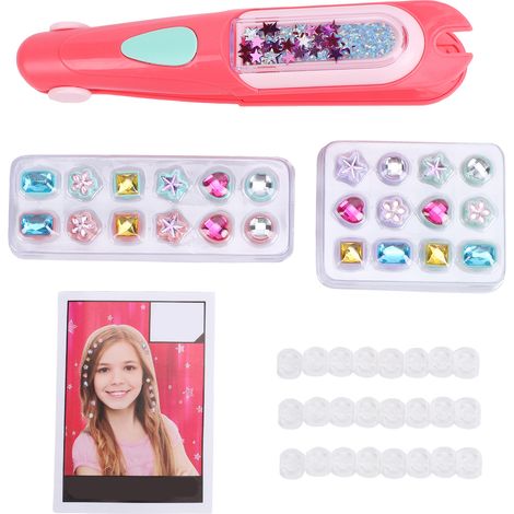 Kit de tampons pour cheveux, 24 pièces, autocollants, applicateur de bijoux scintillants, sans colle, accessoires à paillettes réutilisables, jouet pour filles, fêtes, anniversaires, loisirs créatifs, (1/5)
