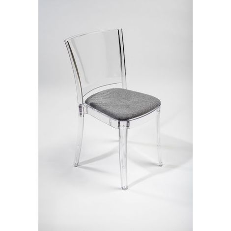 Sedia trasparente con cuscino imbottita Lucienne - TESSUTO TREVIRA CANVAS Colore cuscino Grigio (1/5)