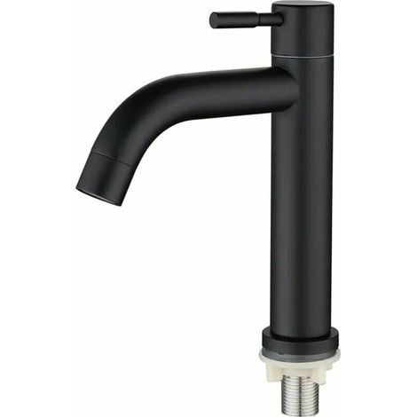 Bathroom Sink Faucet, Stainless Steel Single Basin Faucet, Stylish Retro Design, Matte Black Matte Black for Bathroom, Toilet (S) (1/5)