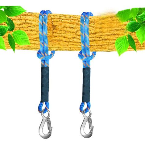 Corde de Hamac, 2 pcs Sangles de Hamac,50 cm Arbre Suspension Materiel Fauteuil Suspendu Fixation Kit, Bleu (1/3)