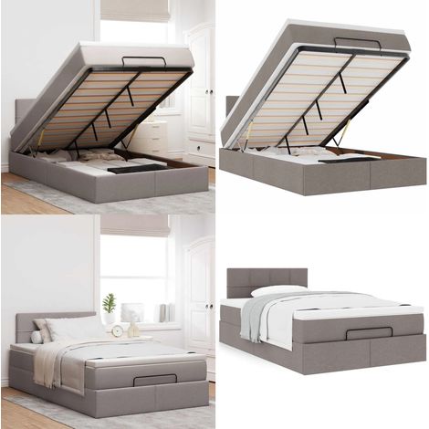 vidaXL Ottoman-Bett mit Matratze Taupe 120x190 cm Stoff (1/5)