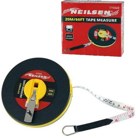 TAPE MEASURE SURVEYORS IMPERIAL METRIC 20M 66FT LONG OPEN REEL FIBREGLASS CT3223