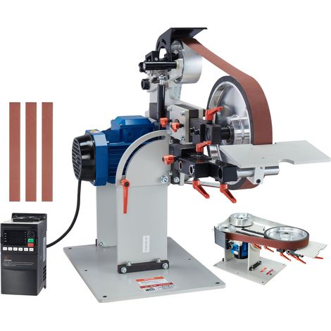 VEVOR Lijadora de banda , pulidora de banda de velocidad variable de 72 x 2 pulgadas con VFD, afilador de cuchillos de 1500 W con 3 moldes de pulido y 3 bandas de lijado para trabajar metales, compati