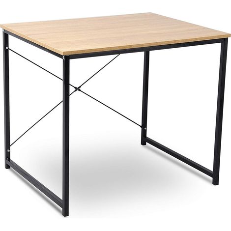 Woltu – Bureau d'ordinateur en acier et bois MDF 80x60x70cm – Étagère intégrée – Charge 50kg – Installation facile avec pieds de mise à niveau