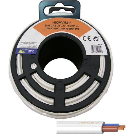 25m cable manguera plana H03VVH2-F 2x0,75mm² blanco