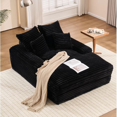Sillón chaise longue ergonómico con 4 cojines negro OKMYHOME (1/5)