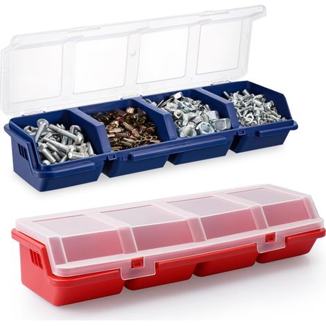 Boîte de rangement pour écrous et boulons en deux parties, boîte de rangement pour vis avec couvercle et compartiments, petite boîte à outils (1/5)