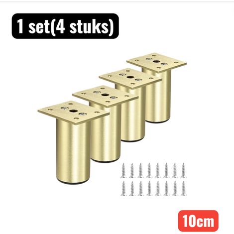 Lot de 4 pieds de meuble réglables en aluminium avec hauteur ajustable de 1 à 15 mm pour surélever les meubles de cuisine salle de bain et canapé couleur dorée (1/5)