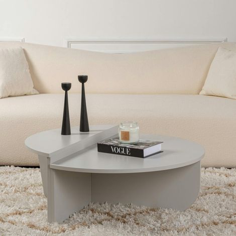 Table basse moderne grise effet laqué - 2 hauteurs MARFA (1/5)