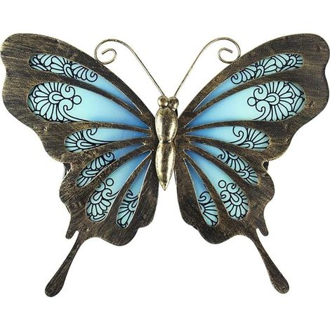 Décoration murale papillon en métal pour jardin extérieur, clôture, suspension en verre pour patio ou lit (1/5)