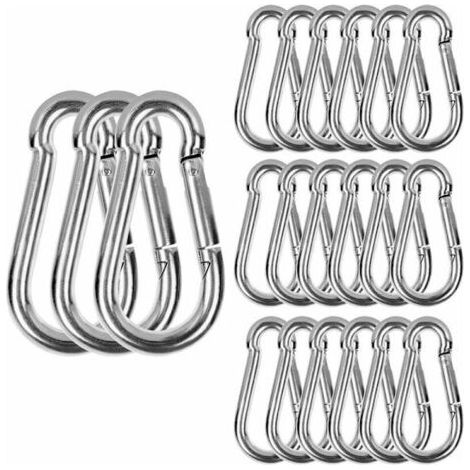 royaluxe -Mousquetons M6 en acier inoxydable – Lot de 20 mousquetons de fixation robustes