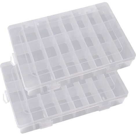 Boîte de rangement transparente à 24 compartiments pour bijoux, perles et boucles d'oreilles (1/5)
