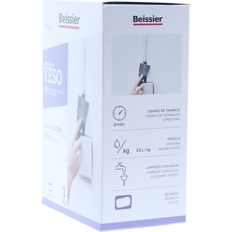 Preparado De Yeso 1kg Relleno Reparación Interior Blanco Beissier (1/5)