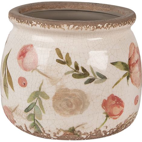 Pot de fleurs intérieur céramique beige rose 13x16x16cm