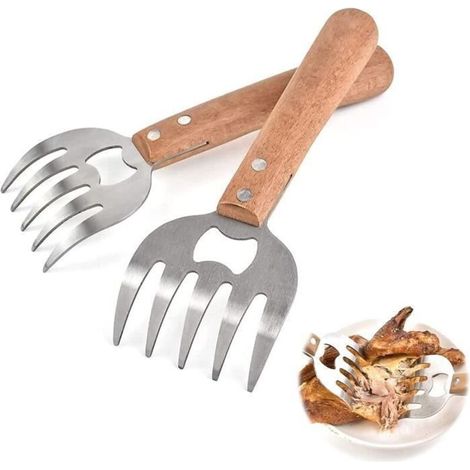 2 pcs Griffes de Viande BBQ Griffes d’Ours BBQ pour Le Porc effiloché Griffes de Patte de Viande d’Ours pour hacher et déchirer. (1/2)