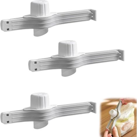 Lot de 3 Pince Sachet Alimentaire avec Bec Verseur, Clips de Fermeture pour Sacs de Cuisine, Snacks, Épices et Aliments pour Animaux, Clip d'Étanchéité Réutilisable en PP pour Rangement