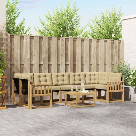 vidaXL Ensemble de canapés d'extérieur 8 pcs Blanc et Beige