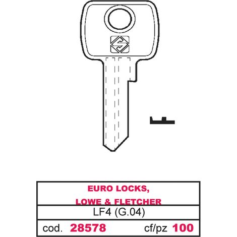 Silca CHIAVE ASC LF4 (G.VAE 0) EURO LOCKS, LOWE & FLETCHER 10.00 pz