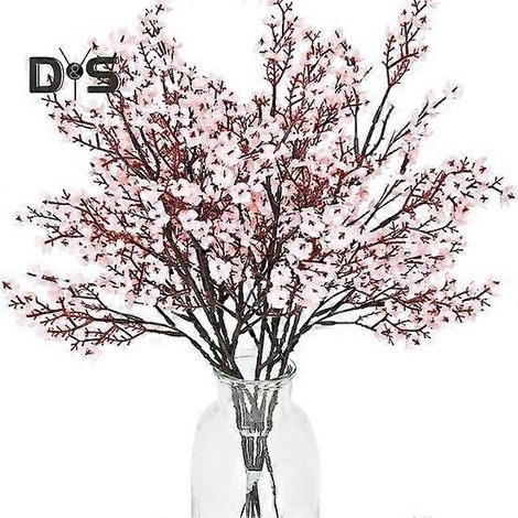 Lot de 5 branches artificielles de gypsophile (5 tiges), fleurs réalistes en soie, centre de table pour mariage, fête, maison ou bureau. Décoration florale artificielle.rose clair (1/5)