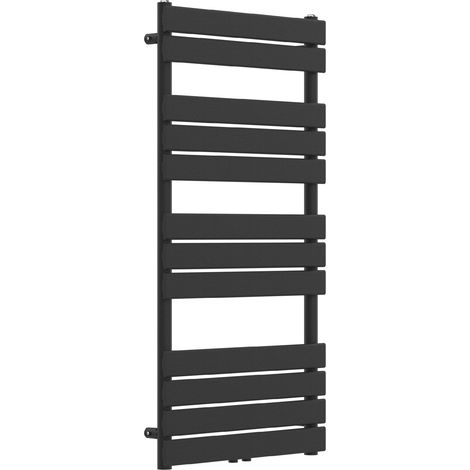 Radiateur sèche-serviettes chauffage salle de bain à lames plates acier 120 x 60 cm noir (1/5)