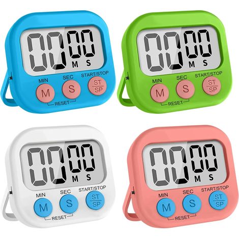 Temporizador de cocina para niños, pantalla grande, alarma potente, cronómetro y alarma digital. Temporizador infantil para estudiar, hacer ejercicio y cocinar (pilas no incluidas). (1/5)