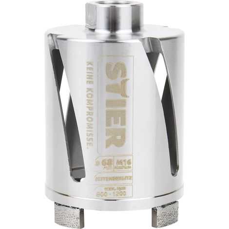 STIER Premium Diamant Dosensenker Mauerwerk Bohrkrone, Durchmesser: 68 mm, Bohrkopftiefe: 70 mm, M16, Seitenschlitze für Staubabtransport, Bohrkrone für Steckdosen, Dosenbohrer (1/5)