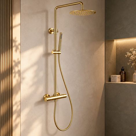 Thermostatisches Duschsystem MANDA mit KeepCool®- Technologie gebürstetes gold (1/4)