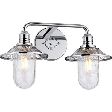 Wandleuchte Badezimmerleuchte Wandlampe Stahl Glas klar Chrom IP44 2-flammig (1/5)