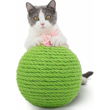 DEESSE SHOP - Balle à gratter pour chat, jouet pour chat chaton cactus en sisal avec boule de cloche-jouet pour animal de compagnie respectueux de l'environnement naturel morsure et usure interactives (1/5)