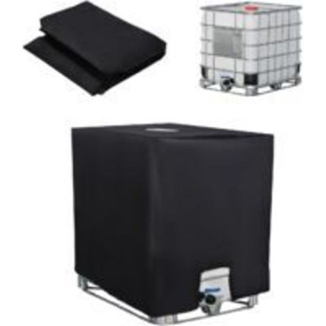Bache pour Cuve 1000L IBC, Bache de Reservoir d'eau, Anti-UV Anti-Poussière Recuperateur d Eau de Pluie Bouchon, Bâche de Protection Container Cuve IBC Réservoir, 116 x 100 x 120 cm, Noir