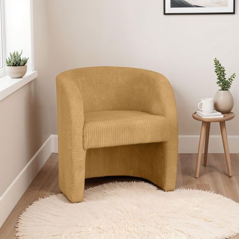 Fauteuil cabriolet 62x61x72 cm en velours côtelé moutarde (1/5)