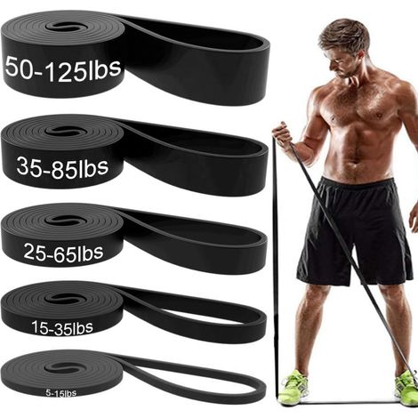 Widerstandsband, hochwertiges Zugunterstützungsband - Trainingsband, langes Widerstandsband-Set, geeignet für Übungen, Fitness, Training und Physiotherapie (schwarz) (1/5)