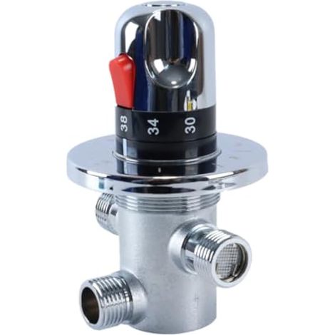 Robinet thermostatique 3 voies 1/2 pouce, thermostat de douche en laiton pour douchette, panneau dissimulé. (1/5)