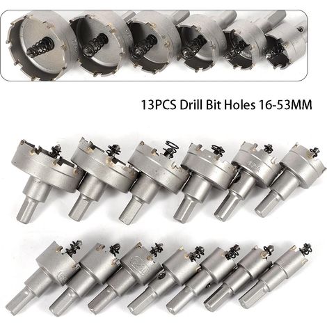 13 tlg Edelstahl Hartmetall Spitze TCT Metall Bohrer TCT Lochsäge Set Industrie