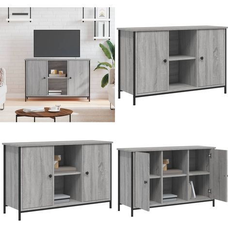 Meuble TV sonoma gris 100x35x65 cm bois d'ingénierie - Bois d'ingénierie - Rangement tv (1/5)