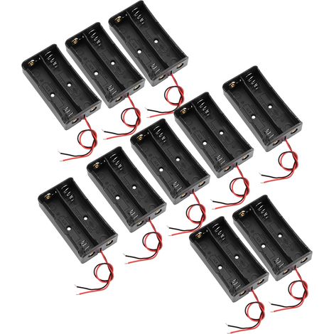 Boîte de rangement noire haute résistance pour 10 batteries doubles 18650 3,7 V (1/5)