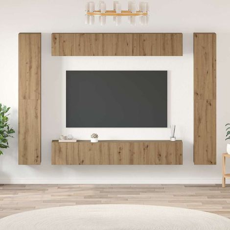 Set mobile TV 10 pz 30,5 x 30 x 90 cm Rovere artigianale vidaXL (1/5)