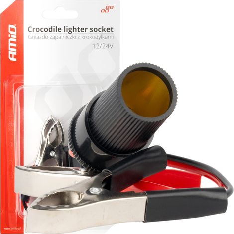 Adattatore per presa accendisigari con morsetto a coccodrillo 12V 24V 15cm AMIO-03803 (1/3)