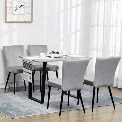 REDOM Lot de 4 chaises 46x65x87cm confortables rembourrées polyester cadres en acier Gris (1/5)