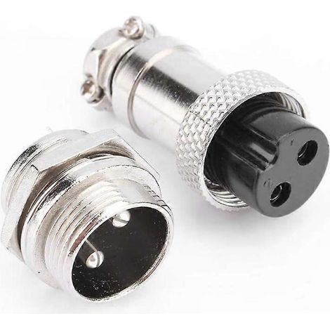 Connecteur aéronautique GX16 à 2 broches 400 V, type à vis, mâle et femelle, connecteur bout à bout pour câble, fiche aéronautique. (1/5)