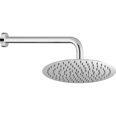 Set doccia cromo braccio doccia 35 cm + soffione tondo 20 cm acciaio inox (1/5)
