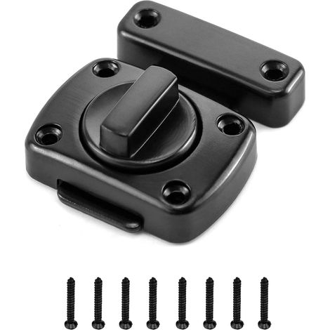 Loquet rotatif de porte - 1 pièce - Alliage de zinc noir - Fermeture sécurisée robuste - Pour salle de bain garage fenêtre - 54x40 mm (1/5)