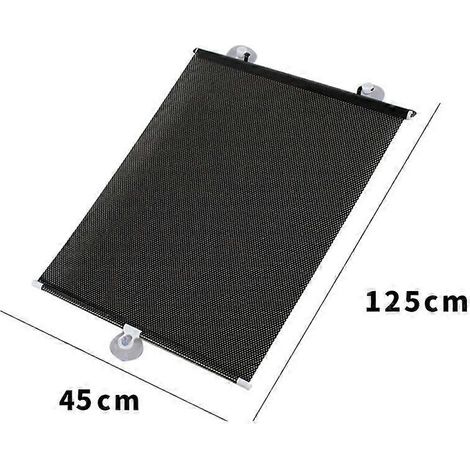 Pare-soleil de voiture, rideau pare-soleil rétractable et pliable pour vitres avant, arrière et latérales, noir, 45 x 125 cm. Protection UV. (1/5)