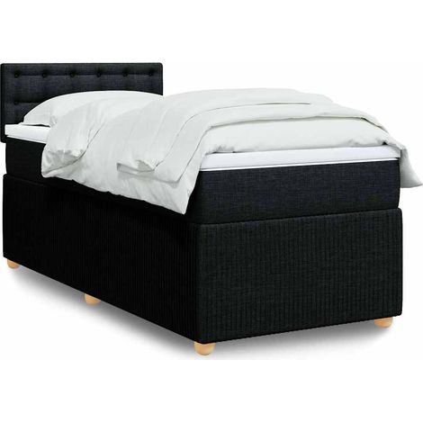 Boxspringbett mit Matratze Schwarz 80x200 cm Stoff