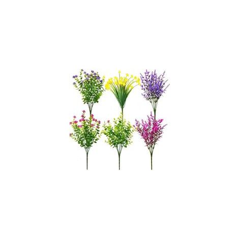6 Bundles Fleurs Artificielles,Différents Faux Fausse Fleurs Exterieur Anti-UV Artificielles Plantes Décoration pour Intérieur Maison Balcon Jardin Fenêtre Bureau Mariage (6pcs)