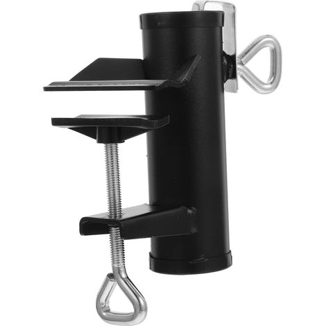 Pince de Fixation Parasol Robuste pour Balcon et Jardin, Support à Pince en Fer Mat Noir Épais, Maintien Sûr Parasol Extérieur sur Table, Accès Portable pour Plage et Terrasse (1/5)