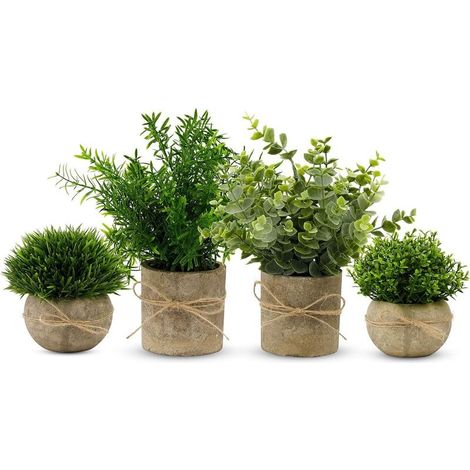 4 Pièces Plantes Artificielles Interieur, Mini Fausse Plante Interieur pour Decoration Chambre, Plante Artificielle Interieur pour Maison Salle de Bain Bureau Cuisine Décoration (1/5)
