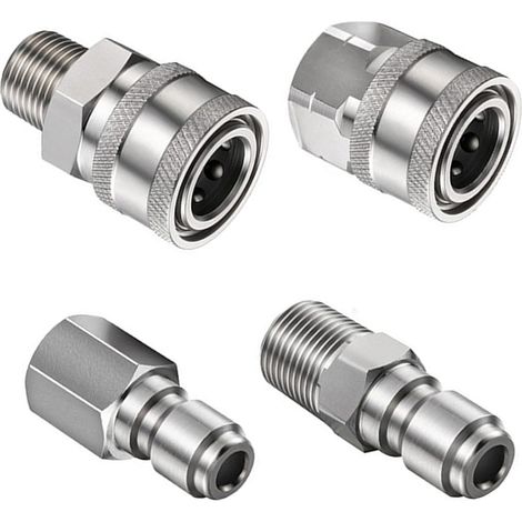 4 pièces Raccord de nettoyeur haute pression 3/8 pouces, raccord rapide NPT 3/8 pouces, raccords pour nettoyeur haute pression avec filetage intérieur (1/5)