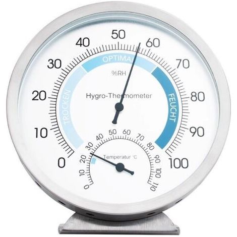 5" Hygrometer/Thermometer für Innen- und Außenbereich, Temperatur- und Feuchtigkeitsmesser, Edelstahl-Messgerät (1/4)